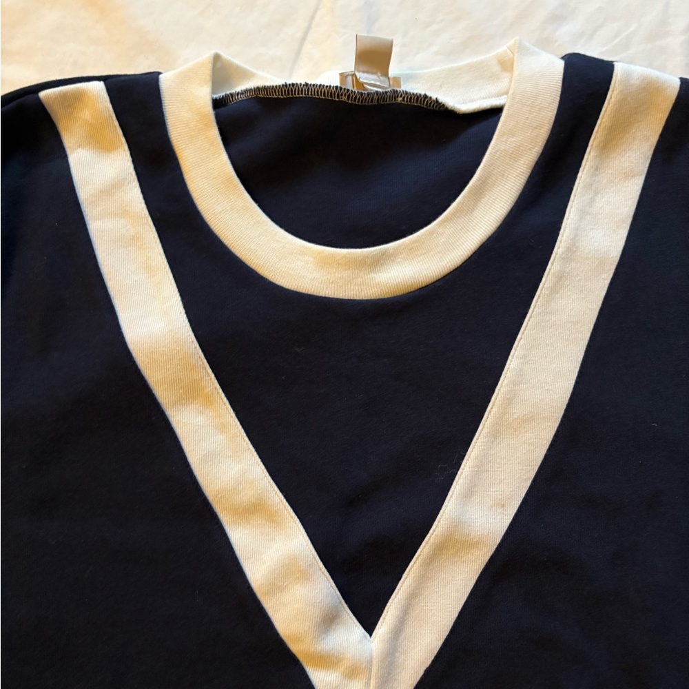 J. Crew Navy and Cream V-Neck Sweater - Picture 4 of 5
